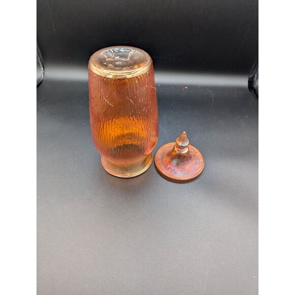 Antique Jeanette Glass Marigold Tree Bark Lidded Urn Jar - Picture 11 of 11